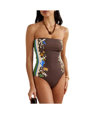 Alemais Maroc Printed Swimsuit In Brown