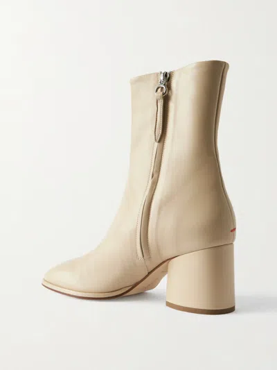 Aeyde Solid Leather Ankle Boots In White