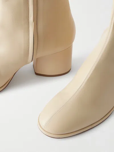 Aeyde Solid Leather Ankle Boots In White