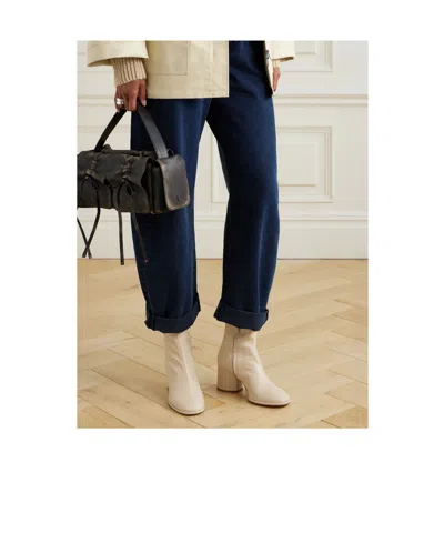 Aeyde Solid Leather Ankle Boots In White