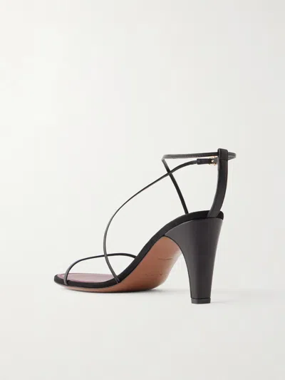 Neous Solid Color Leather Sandals In Black