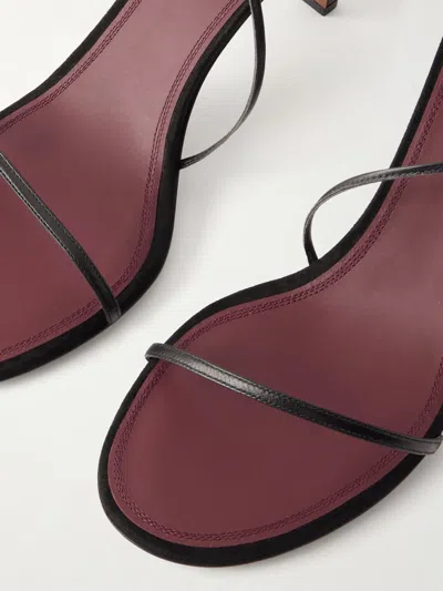 Neous Solid Color Leather Sandals In Black