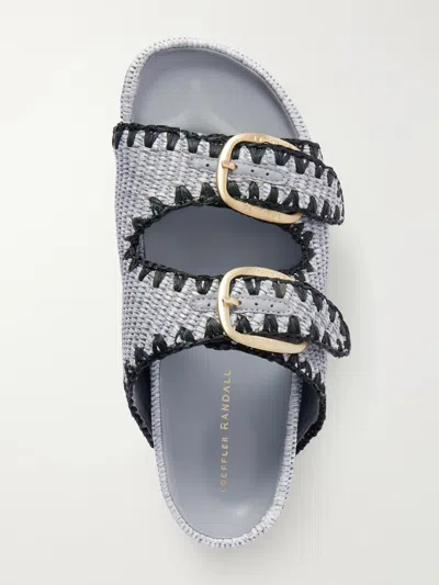 Loeffler Randall Embroidered Raffia Platform Slides In Blue