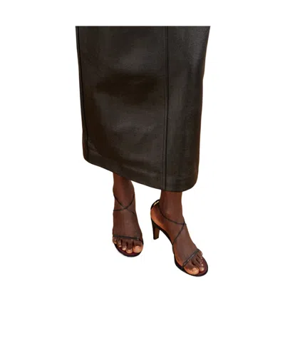 Neous Solid Color Leather Sandals In Black