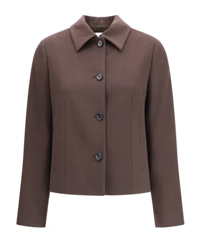 Lardini Button-fastening Collared Jacket In Brown