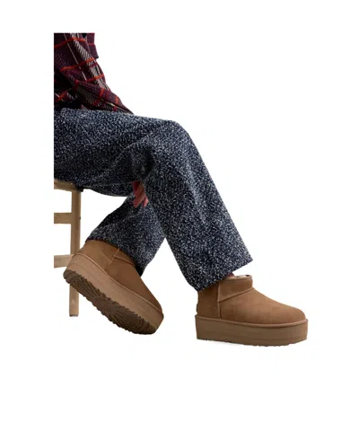 Ugg Mini Platform Shearling Boots In Brown