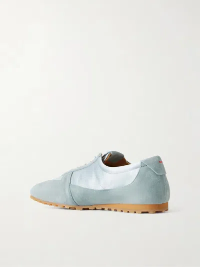 Aeyde Solid Color Suede And Satin Sneakers In Blue