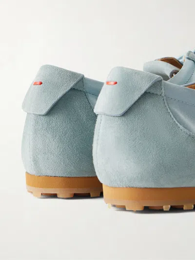 Aeyde Solid Color Suede And Satin Sneakers In Blue