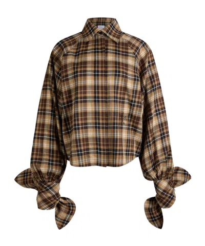 Patou Check Pattern Cotton Blouse In Brown