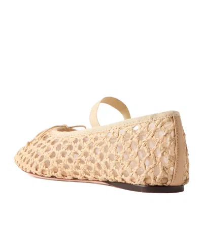 Loeffler Randall Solid Woven Raffia Ballet Flats In Nude