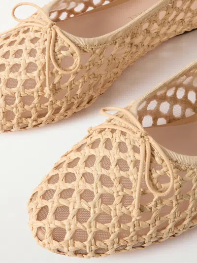 Loeffler Randall Solid Woven Raffia Ballet Flats In Nude