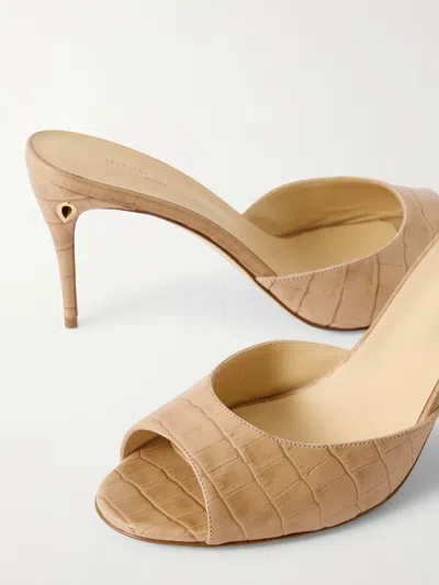 Jennifer Chamandi Croc-effect Leather Mules In Nude