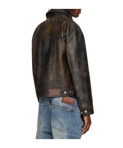 Andersson Bell Patchwork Truck Driver Leather Jacket In Brown