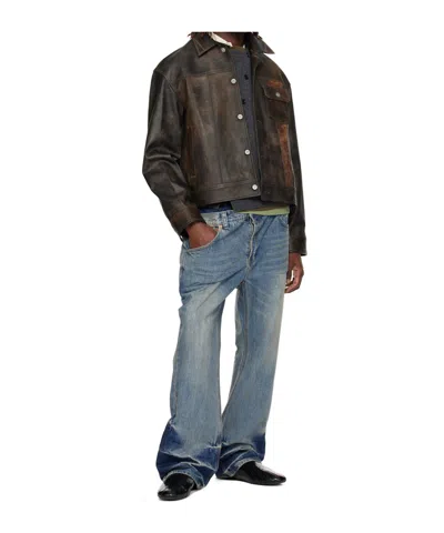 Andersson Bell Patchwork Truck Driver Leather Jacket In Brown