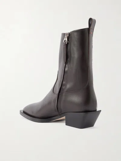 Aeyde Luis 35 Mm Square Toe Block In Leather Heel Ankle Boot In Black