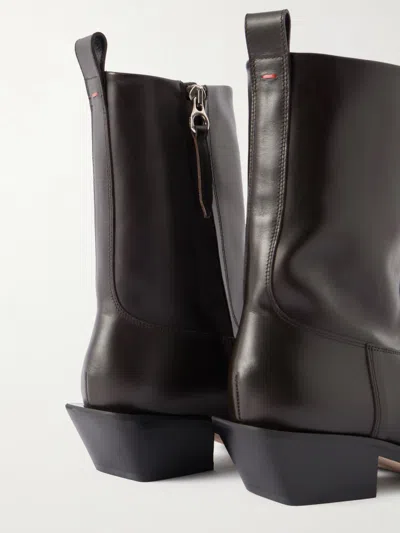 Aeyde Luis 35 Mm Square Toe Block In Leather Heel Ankle Boot In Black