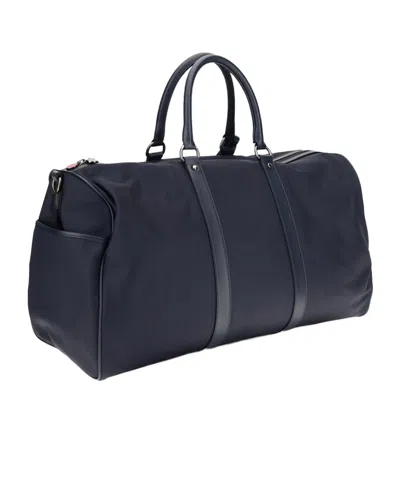 Kiton Nylon Duffel Bag With Leather Inserts In Blue