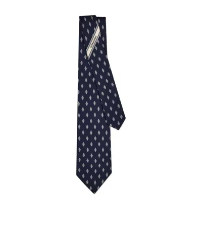 Ferragamo Micro Gancini Print Silk Tie In Blue