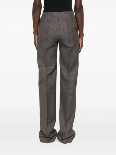 Mugler Houndstooth-pattern Tailored Trousers In Gray