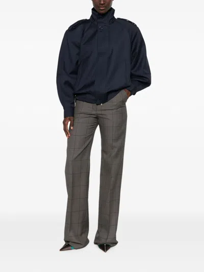 Mugler Houndstooth-pattern Tailored Trousers In Gray