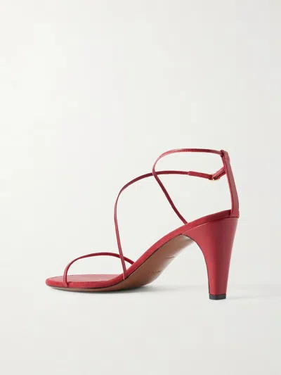 Neous Solid Color Leather Sandals In Red