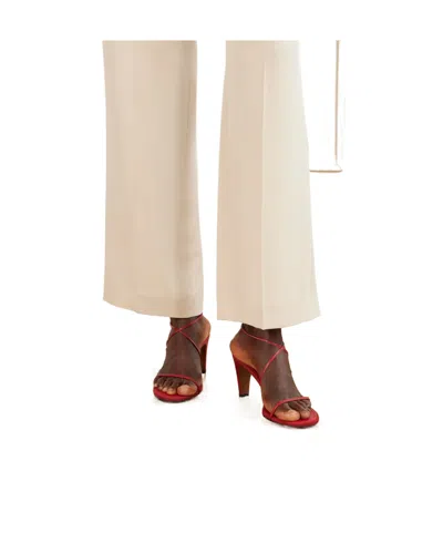 Neous Solid Color Leather Sandals In Red