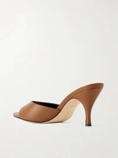 Aeyde Solid Color Leather Mules In Brown