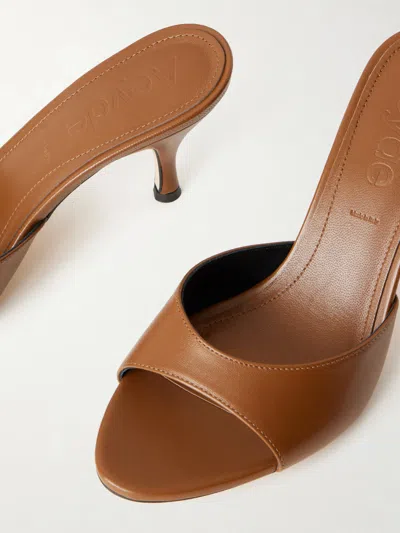 Aeyde Solid Color Leather Mules In Brown