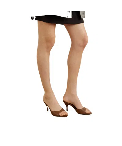 Aeyde Solid Color Leather Mules In Brown