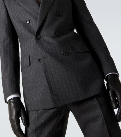 Tom Ford Herringbone Wool Blazer In Transparent