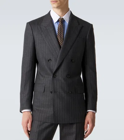 Tom Ford Herringbone Wool Blazer In Transparent