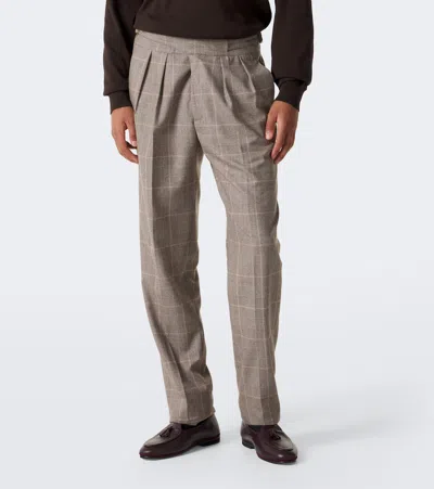 Rubinacci Checked Virgin Wool Straight Pants In Multi