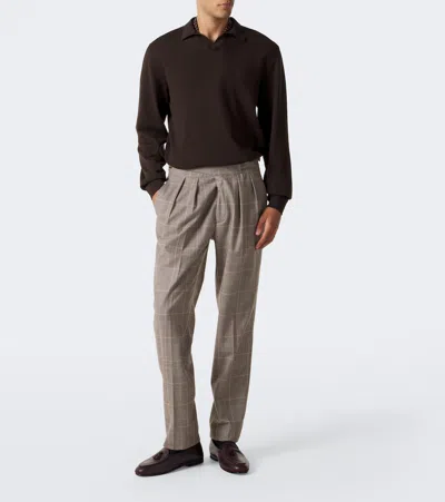 Rubinacci Checked Virgin Wool Straight Pants In Multi