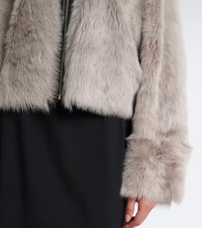 Nour Hammour Solid Shearling Jacket In Gray