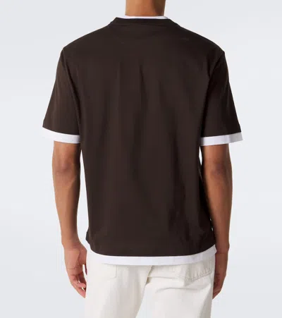 Prada Layered Cotton Jersey T-shirt In Brown
