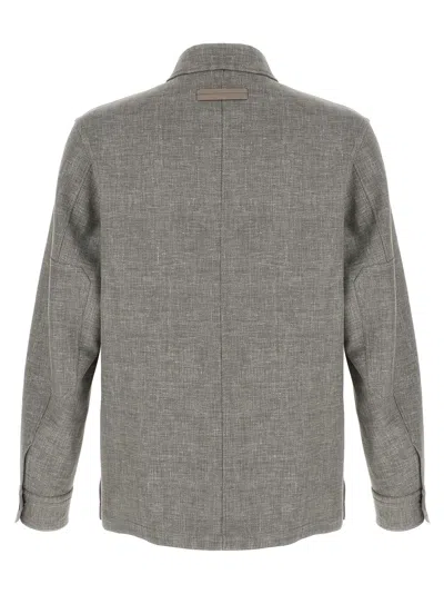 Zegna Crossover Overshirt Jacket Chest Pockets In Beige