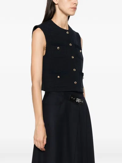 Maje Buttoned Sleeveless Vest In Blue
