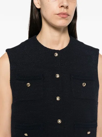 Maje Buttoned Sleeveless Vest In Blue