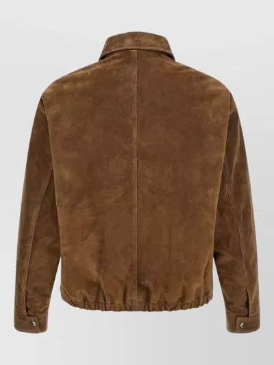 Giorgio Brato Suede Jacket Buttoned Cuffs Elasticated Hem Collar In Brown