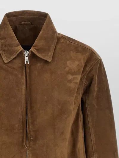 Giorgio Brato Suede Jacket Buttoned Cuffs Elasticated Hem Collar In Brown