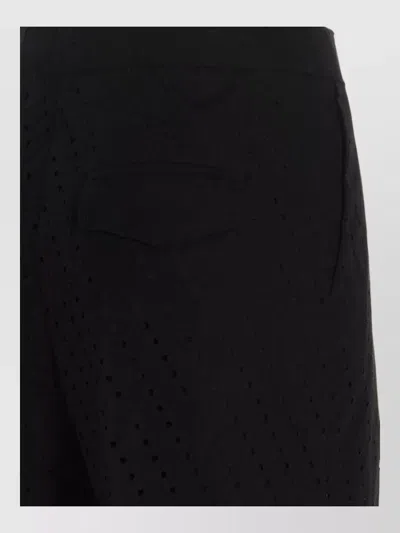 Nude Pleated Pants Perforated Pattern Back Pocket In Black