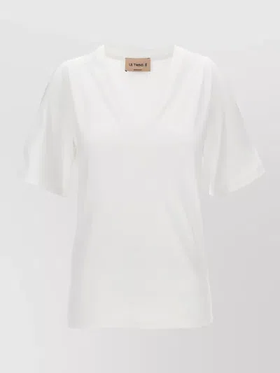 Le Twins Gianna V Neck Short Sleeve Top In White