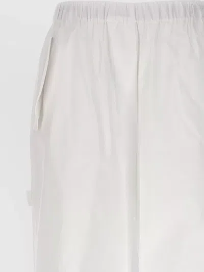 Nude Cargo Pants Elastic Waist Drawstring Hem Pockets In White