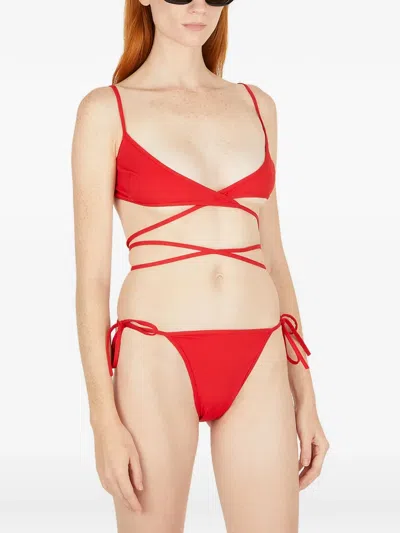 Balenciaga Wrap-around Tie-fastening Bikini In Red