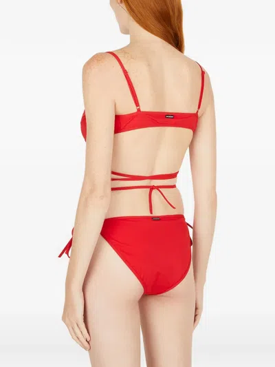 Balenciaga Wrap-around Tie-fastening Bikini In Red