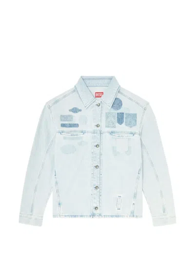 Diesel Denim Overshirt With Patch Effects In Blue
