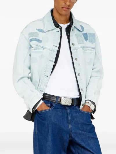 Diesel Denim Overshirt With Patch Effects In Blue