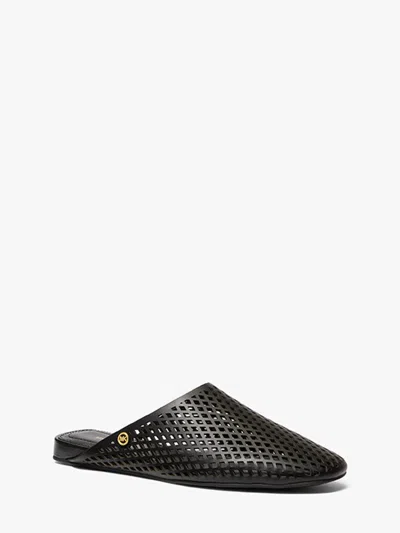 Michael Kors Cady Perforated Leather Mules In Black