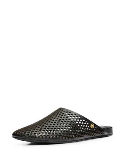 Michael Kors Cady Perforated Leather Mules In Black