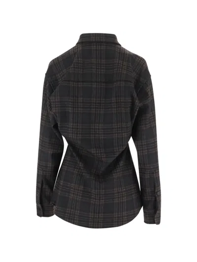 Darkpark Stretch Viscose Blend Shirt With Check Pattern In Black